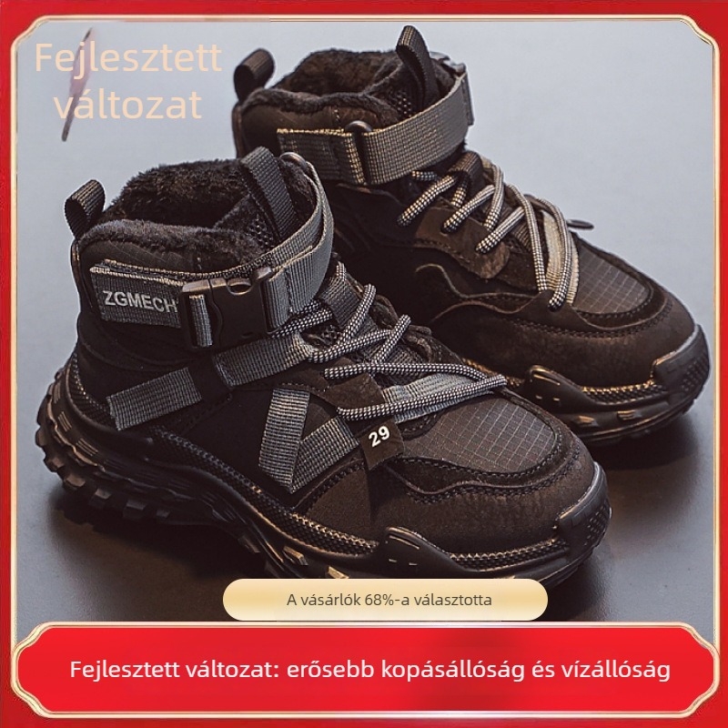 Lányok téli sportcipő fleece bélés – elöl fűzővel, mikroszálas bőr felsőrész, EVA talp, vízálló