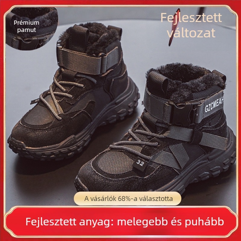 Lányok téli sportcipő fleece bélés – elöl fűzővel, mikroszálas bőr felsőrész, EVA talp, vízálló