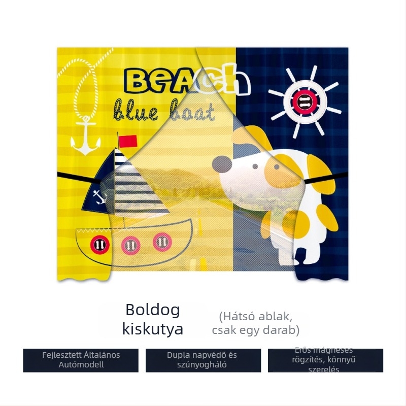 Autóba szánt napvédő hálós függöny, mágneses rögzítéssel, oldalablakokra – univerzális illeszkedés