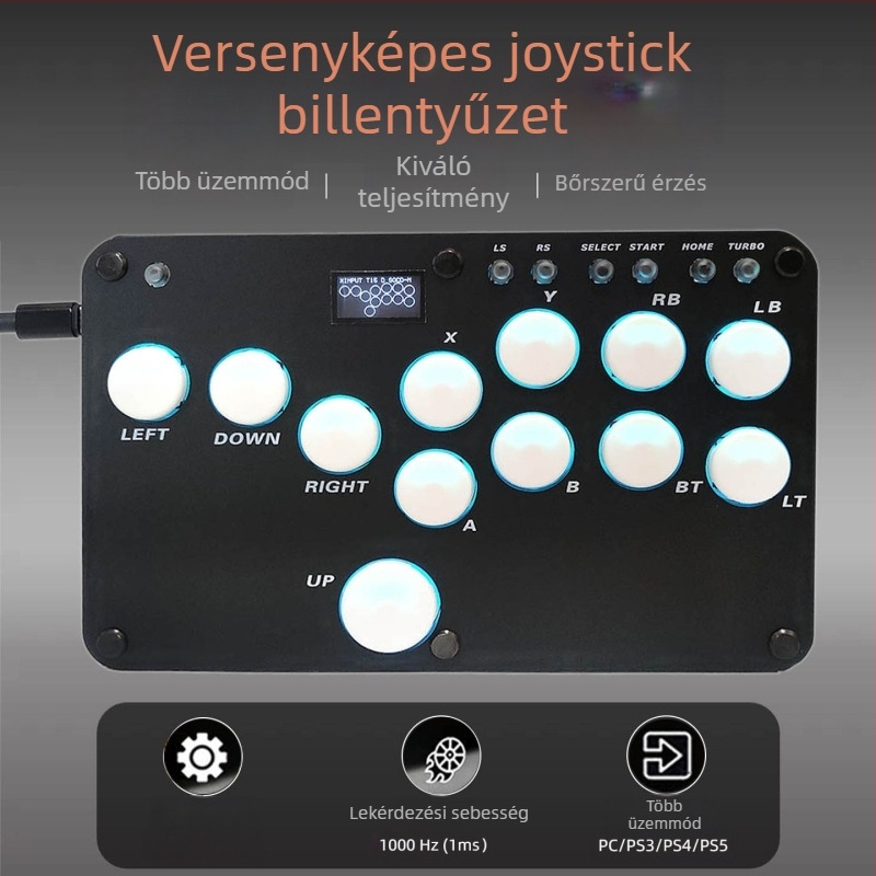 Hitbox 16-tűs gaming billentyűzet kábel USB kapcsolattal, vörös tengelyes mechanikus kapcsolók, RGB háttérvilágítás, univerzális kompatibilitás PS5/PS4/Switch/PC/Android