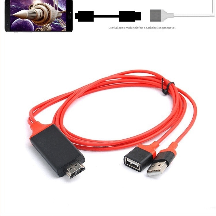 Type-C HDMI HDTV képernyő-tükröző adapter, 1080p kimenet, HDMI interfész, USB-C bemenet, vezeték nélküli képernyővetítés, iOS/Android/Windows támogatás