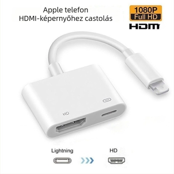 Lightning-hoz HDMI adapter kábel Apple eszközökhöz – HDMI interfész, AM8268 chip, 5Gbps, rézmagú, 0,1 m