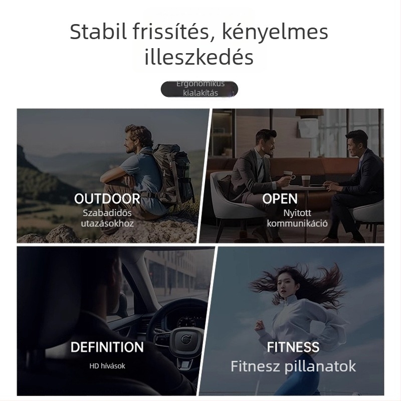 Csontvezetéses Bluetooth fejhallgató, IPX8 vízálló, 10 m hatótáv, üzemidő >8 óra, Bluetooth 5.4