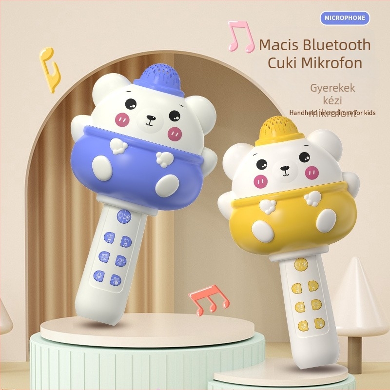 Gyermekeknek szóló vezeték nélküli Bluetooth karaoke mikrofon MP3 lejátszással, újratölthető lítium akkumulátor, zene és vokál, kompatibilis mobilalkalmazással