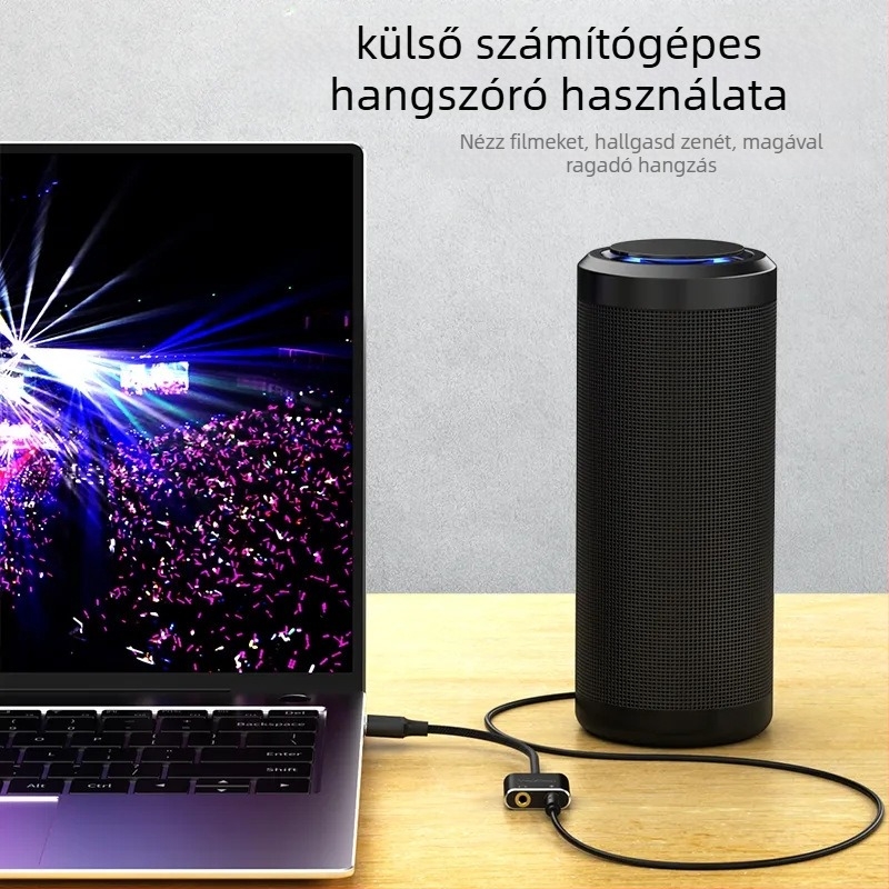 USB külső hangkártya – 3,5 mm-es mikrofon bemenet, sztereó hang, USB 2.0, modell V-K, márka Only Case