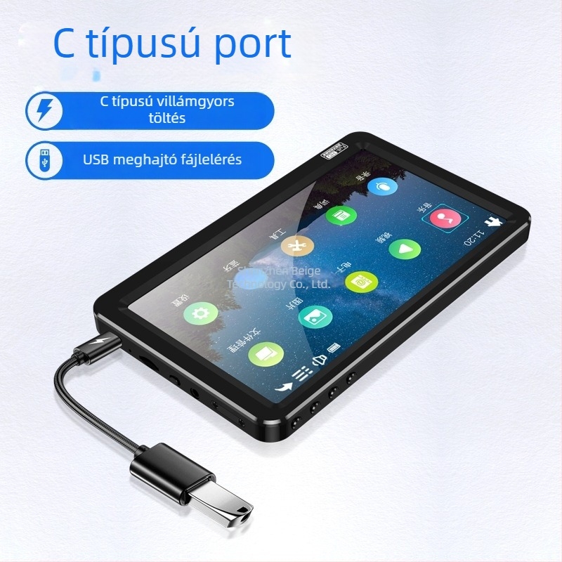Hordozható MP5 lejátszó Bluetooth-támogatással, teljes képernyős MP4/MP3 lejátszó, USB tárhellyel, diákoknak