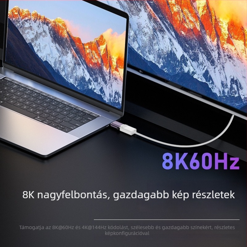 Kétirányú DP adapter Mini DisplayPort csatlakozóval, 8K támogatás, rézmagú, hossz 35 mm, 32 GB adatátvitel