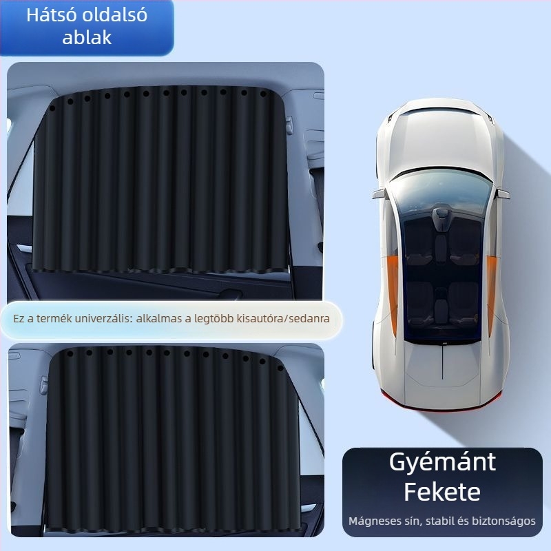 Autó oldalsó ablakára szánt napvédő függöny mágneses rögzítéssel, PMMA anyagból, dedikált járművekhez