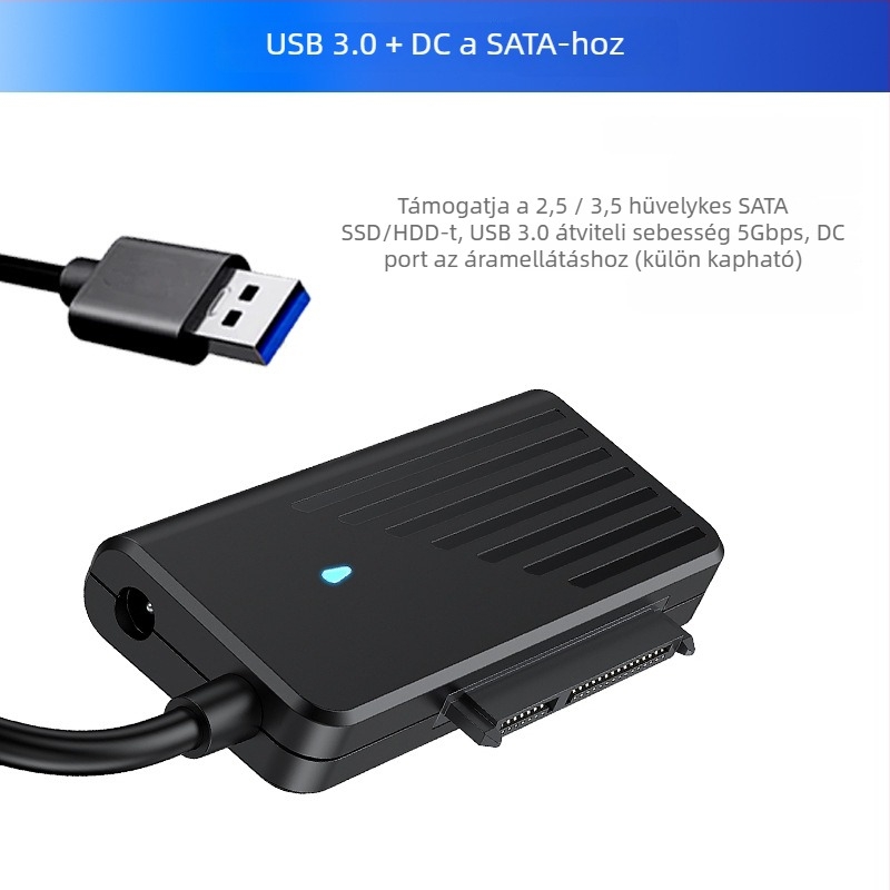 USB-C–ról SATA adapter kábel SATA meghajtókhoz, NVMe kettős protokoll (5 Gbps, JM581DC, 25–45 cm)