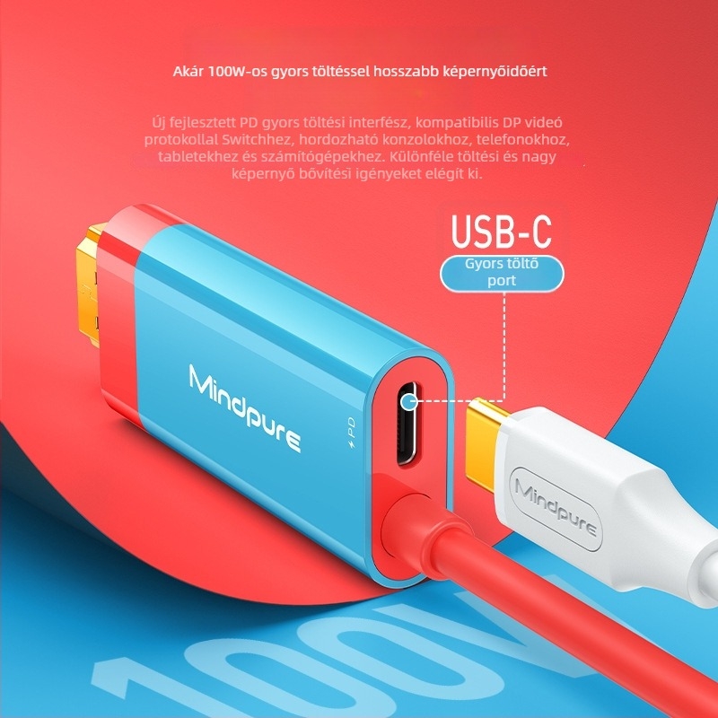 Type-C-tól HDMI-ig adapter kábel, 4K kompatibilis, 2 m hosszú, LT8711UXD chip, ónbevonatos rézmag, modell AD062/AD061
