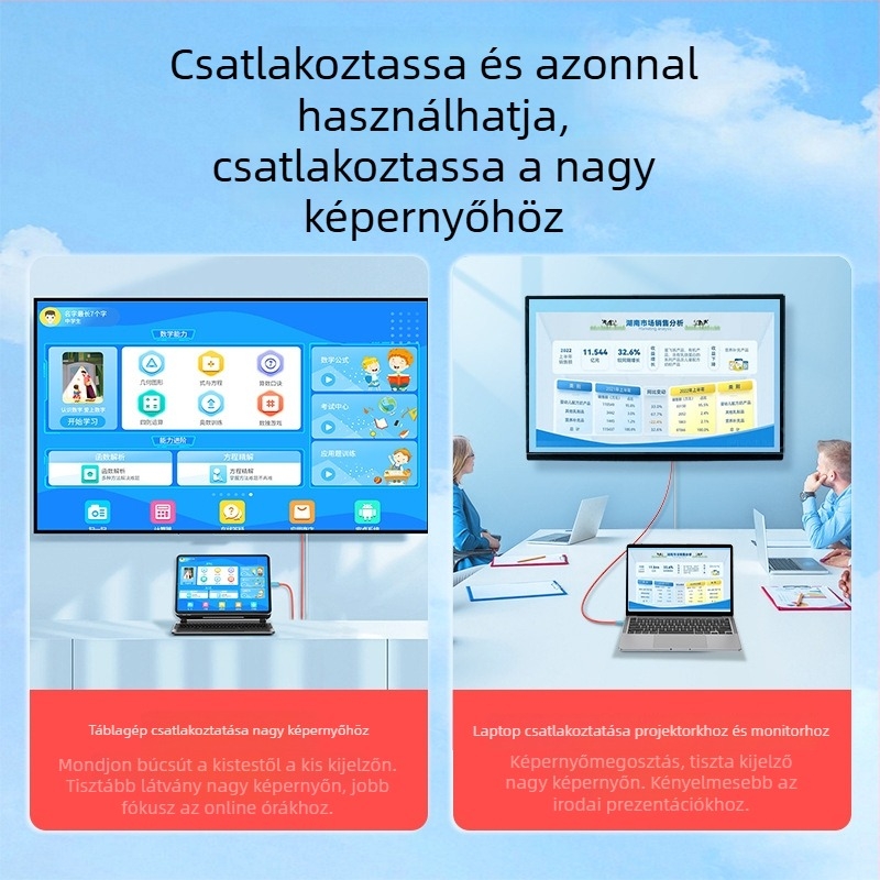 Type-C-tól HDMI-ig adapter kábel, 4K kompatibilis, 2 m hosszú, LT8711UXD chip, ónbevonatos rézmag, modell AD062/AD061