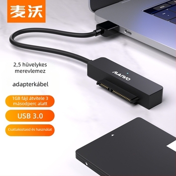 K104A USB 3.0‑hoz SATA adapter kábel, rézmag, ABS műanyag