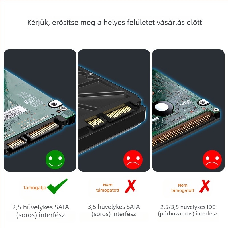 K104A USB 3.0‑hoz SATA adapter kábel, rézmag, ABS műanyag