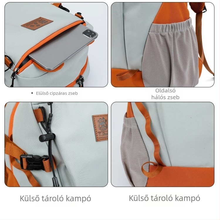 Uniszex 20–35L nylon hátizsák, légáteresztő dizájnnal és görbült vállpántokkal szabadidős utazáshoz, kompatibil 14 colos laptophoz
