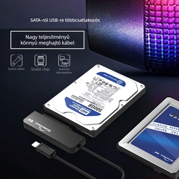 USB 3.0 / Type-C SATA HDD/SSD adapter 2,5/3,5 hüvelykes meghajtókhoz (JMS578 vezérlő)