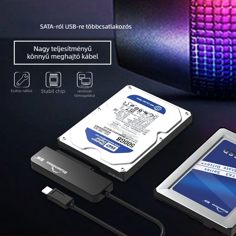 USB 3.0 / Type-C SATA HDD/SSD adapter 2,5/3,5 hüvelykes meghajtókhoz (JMS578 vezérlő)