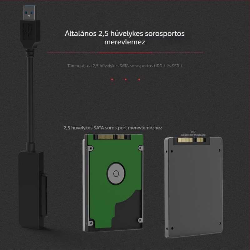 USB 3.0 / Type-C SATA HDD/SSD adapter 2,5/3,5 hüvelykes meghajtókhoz (JMS578 vezérlő)