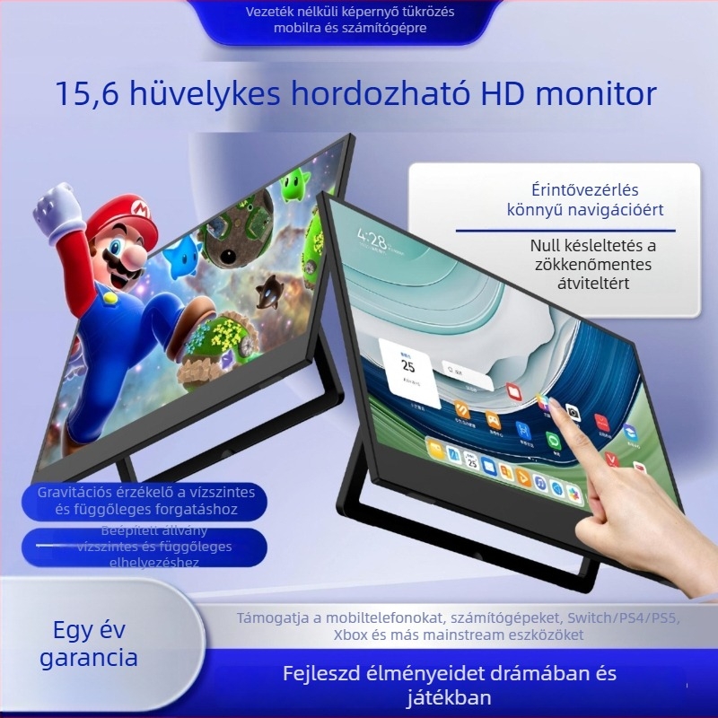 Vezeték nélküli hordozható kijelző - 480p - 128 MB memória - Wi-Fi - érintőképernyős