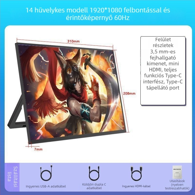 Vezeték nélküli hordozható kijelző - 480p - 128 MB memória - Wi-Fi - érintőképernyős