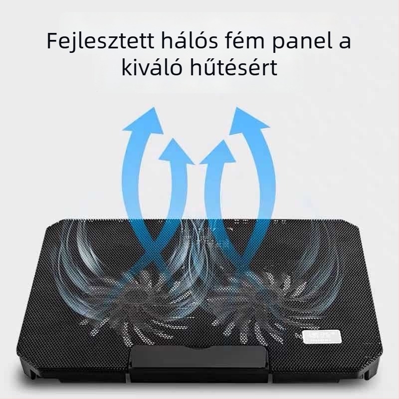 Nossi S200C notebook hűtő, két ventilátorral, levegőhűtés, fémháló
