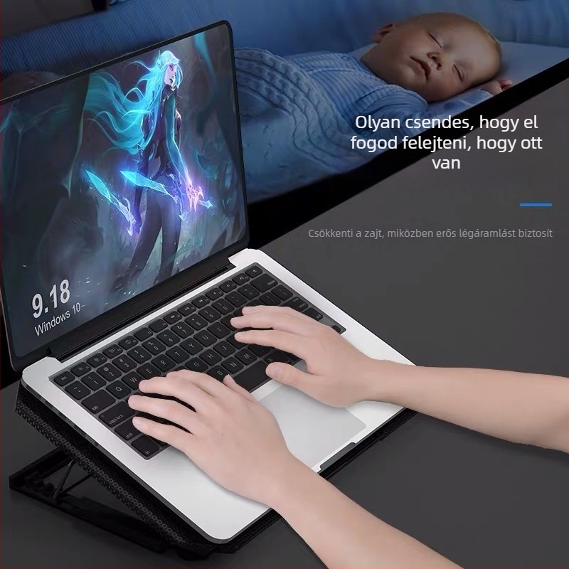 Nossi S200C notebook hűtő, két ventilátorral, levegőhűtés, fémháló