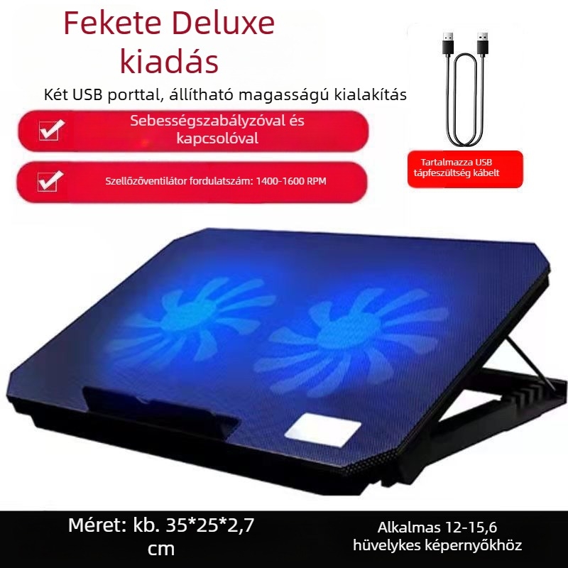Nossi S200C notebook hűtő, két ventilátorral, levegőhűtés, fémháló