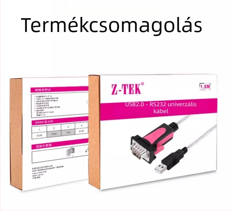 USB-RS232 soros kábel, ipari minőség, FT232 chip, 533C modell, Z-TEK