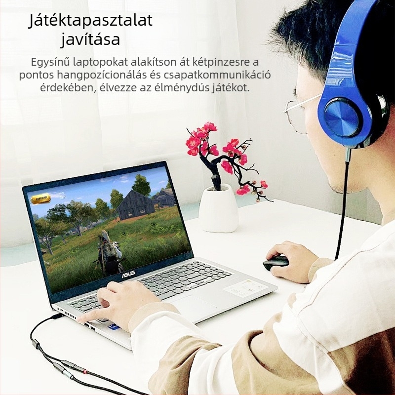 Rxix luoxi fejhallgató-mikrofon 2-az-1-ben adapterkábellel, audiókimenet osztó 1-2