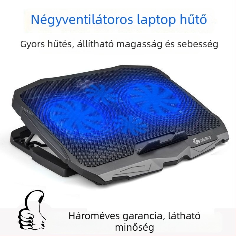 Notebook hűtő ventilátorral, N98 modell, műanyag, tömeg 0,6 kg