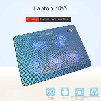 Laptop hűtő radiátor V5, 5 ventilátor, fém háló, 0,6 kg, kompatibil notebookokkal/ ultrabookokkal/ PlayBook