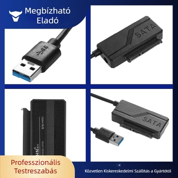 USB-SATA adapter kábel, JMS578 vezérlő, 50 cm hosszú, SATA interfész, 480 Mbps