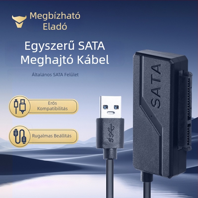 USB-SATA adapter kábel, JMS578 vezérlő, 50 cm hosszú, SATA interfész, 480 Mbps