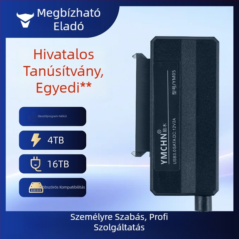 USB-SATA adapter kábel, JMS578 vezérlő, 50 cm hosszú, SATA interfész, 480 Mbps