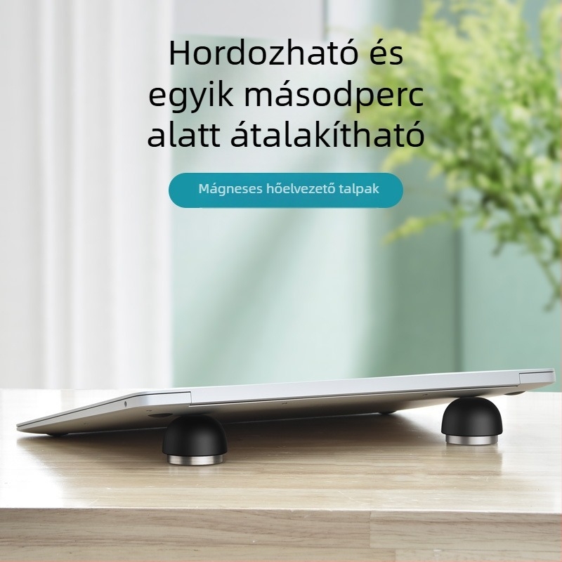 Universalis laptopállvány — kompakt gomba-stílusú asztali tartó, alumíniumötvözet + szilikon, 33 g