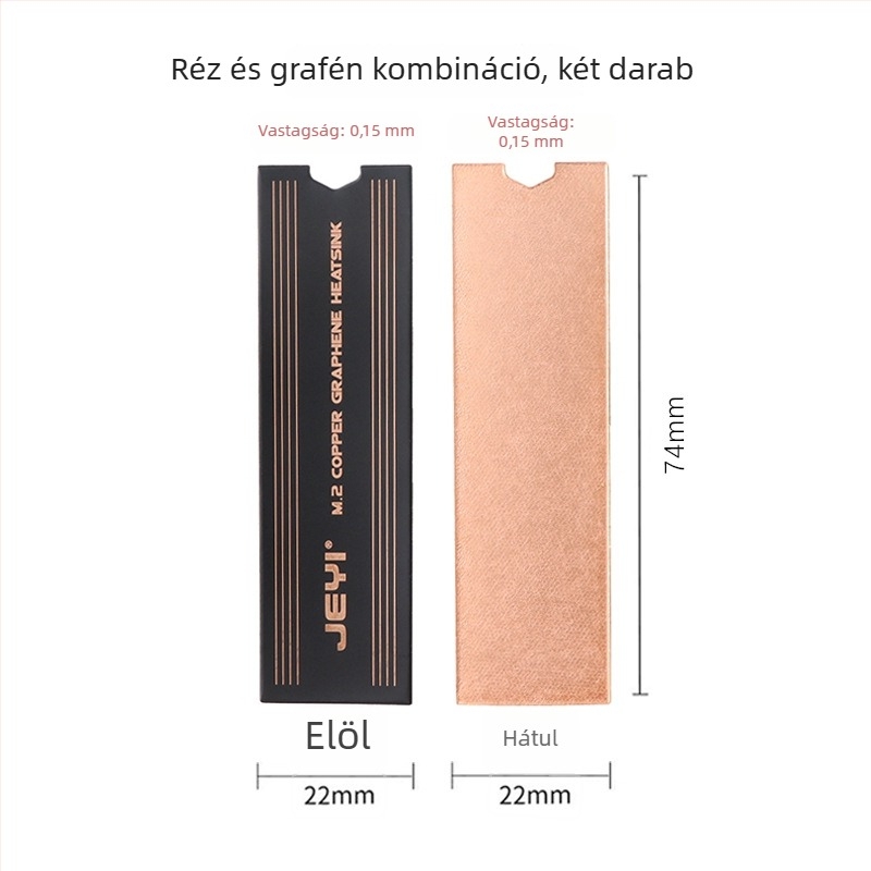 JEYI Jiayi M.2 NVMe hűtőbordája - rézfólia, grafén; M.2 SSD / noteszgép memória számára; hűtőborda típus; 3 éves élettartam