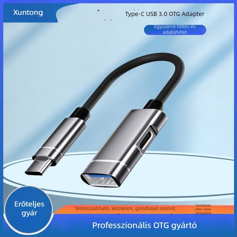 Xuntong 181B USB-C OTG adapter USB 2.0, PD töltés, USB-A kimenet, támogatja egér, USB pendrive és kártyaolvasó