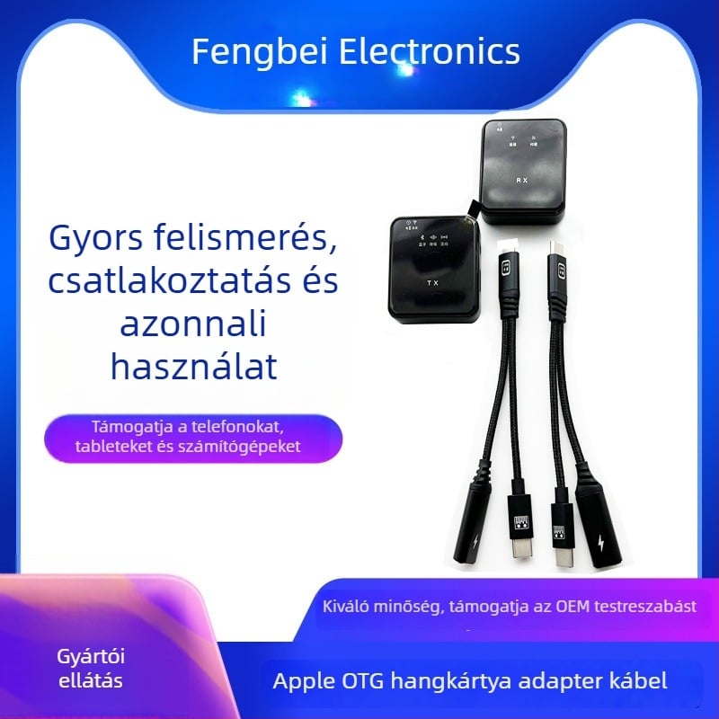 Type-C OTG patchkábel kettős csatornával, 1→2 osztóval és gyors töltéssel