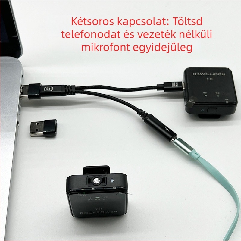 Type-C OTG patchkábel kettős csatornával, 1→2 osztóval és gyors töltéssel