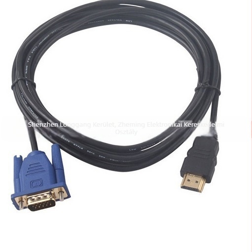 HDMI–VGA adapter kábel – kétirányú HDMI↔VGA konverzió, modell HDMI TO VGA, acélmag rézbevonatú