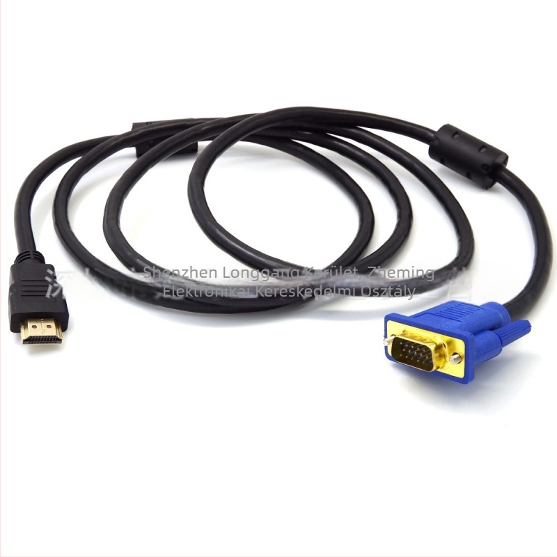 HDMI–VGA adapter kábel – kétirányú HDMI↔VGA konverzió, modell HDMI TO VGA, acélmag rézbevonatú