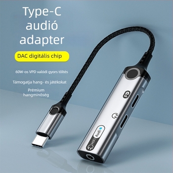 HCINOO MH340 Type-C Digitális audió adapter beépített hangkártyával és 3,5 mm-es fejhallgató csatlakozóval iPhone 15-höz