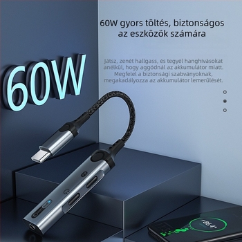 HCINOO MH340 Type-C Digitális audió adapter beépített hangkártyával és 3,5 mm-es fejhallgató csatlakozóval iPhone 15-höz