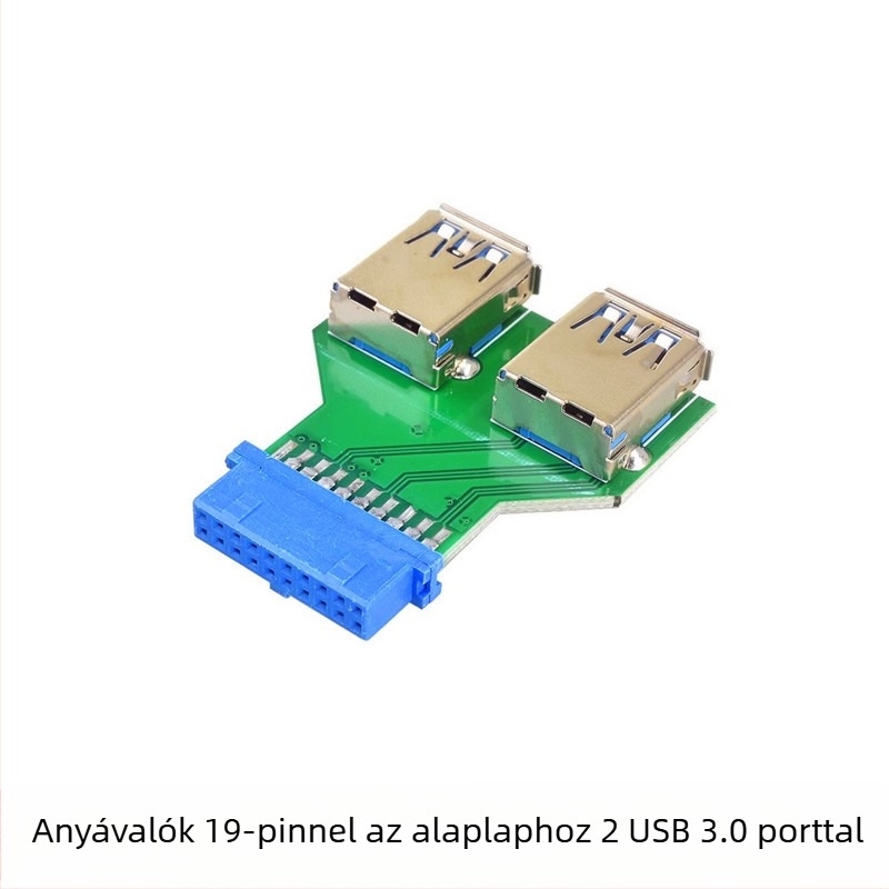 Asztali USB 3.0 adapterkártya, 2 portos, 19-pin USB 3.0-hoz, rézmagú