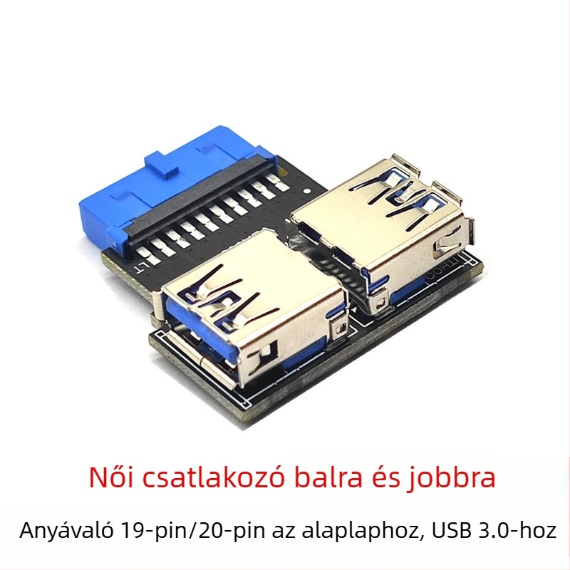Asztali USB 3.0 adapterkártya, 2 portos, 19-pin USB 3.0-hoz, rézmagú