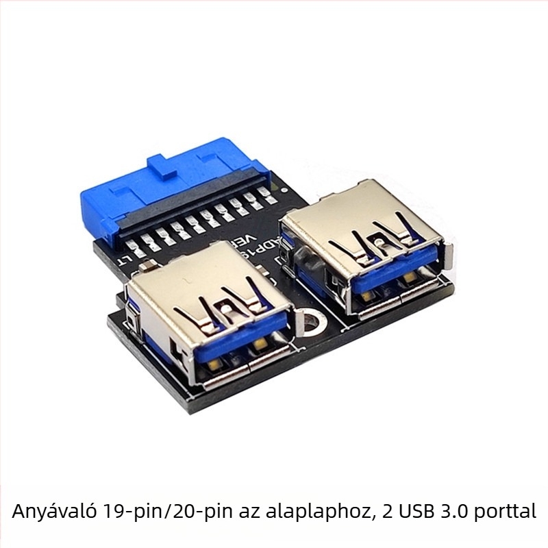 Asztali USB 3.0 adapterkártya, 2 portos, 19-pin USB 3.0-hoz, rézmagú