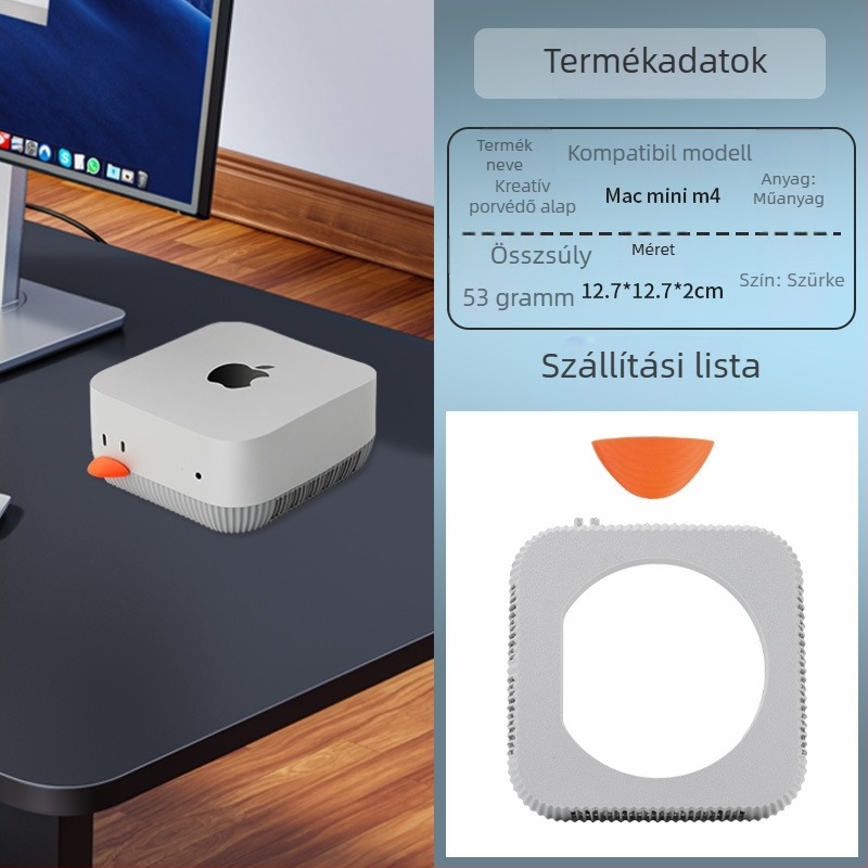 Mac mini M4 állvány alap, asztali tartó, hőelvezető keret, modell 001, Strange leaves