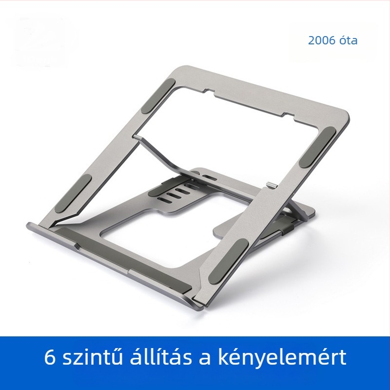 Összecsukható alumínium laptop-támasz N24 – állítható, levegőhűtés, 100W-ig