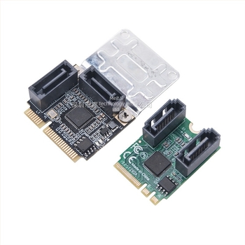 Mini PCIe adapterkártya 2-portos SATA 3.0-hoz, M.2 Key A+E interfész, SATA 7-pines csatlakozó, 6Gb/s