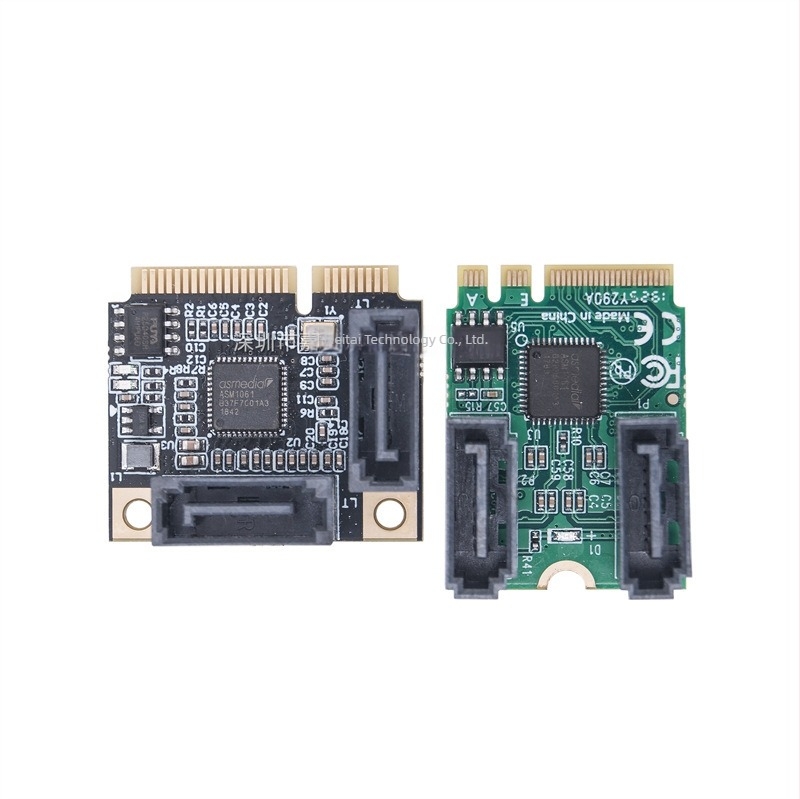 Mini PCIe adapterkártya 2-portos SATA 3.0-hoz, M.2 Key A+E interfész, SATA 7-pines csatlakozó, 6Gb/s