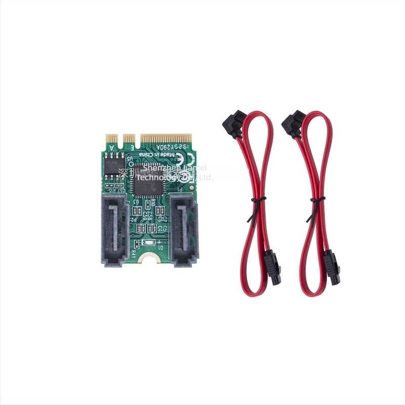 Mini PCIe adapterkártya 2-portos SATA 3.0-hoz, M.2 Key A+E interfész, SATA 7-pines csatlakozó, 6Gb/s